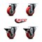 Service Caster 3.5'' Red Poly Wheel Swivel Top Plate Caster Set with 2 Posi Brakes, 4PK SCC-20S3514-PPUB-RED-2-PLB-2 - alternate 4